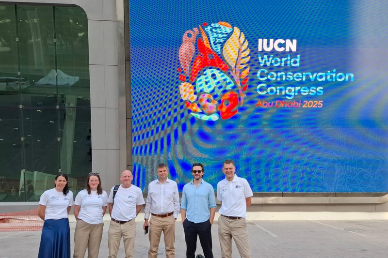 David with colleagues outside the IUCN World Conservation Congress, Abu Dhabi, 2025